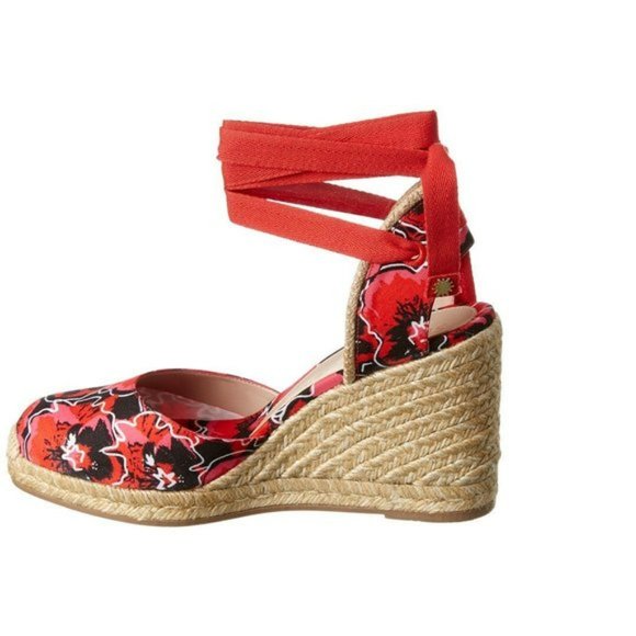 Stuart Weitzman Marguerita Floral Print Canvas Wedge Sandal (8.5) - Picture 2 of 7